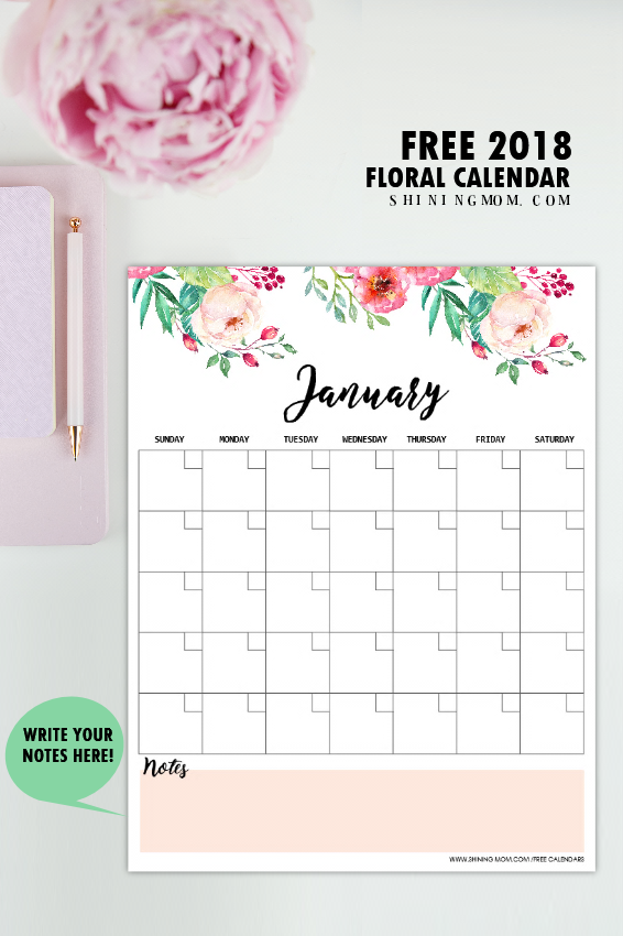 2018 free printable calendars   Lolly Jane