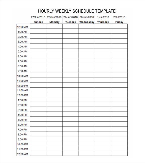 Daily Routine 24 Hour Schedule Template