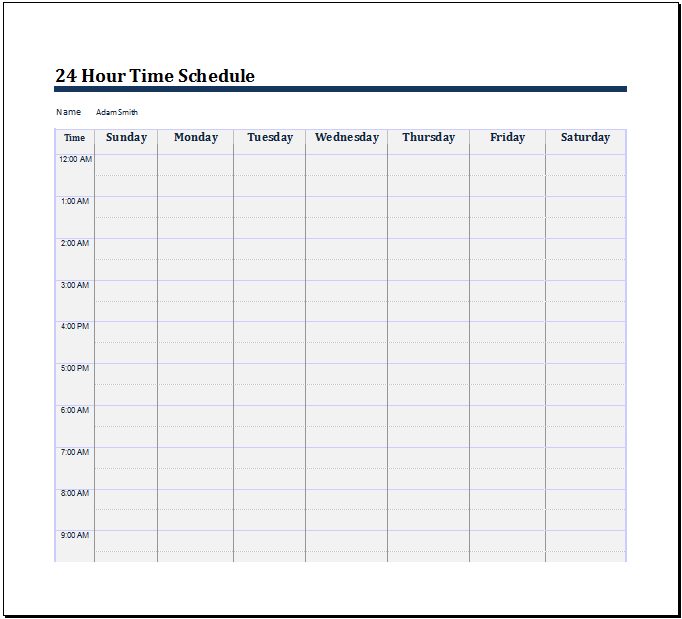 24 Hour Schedule Savebtsaco 24 Hour Work Schedule Template 