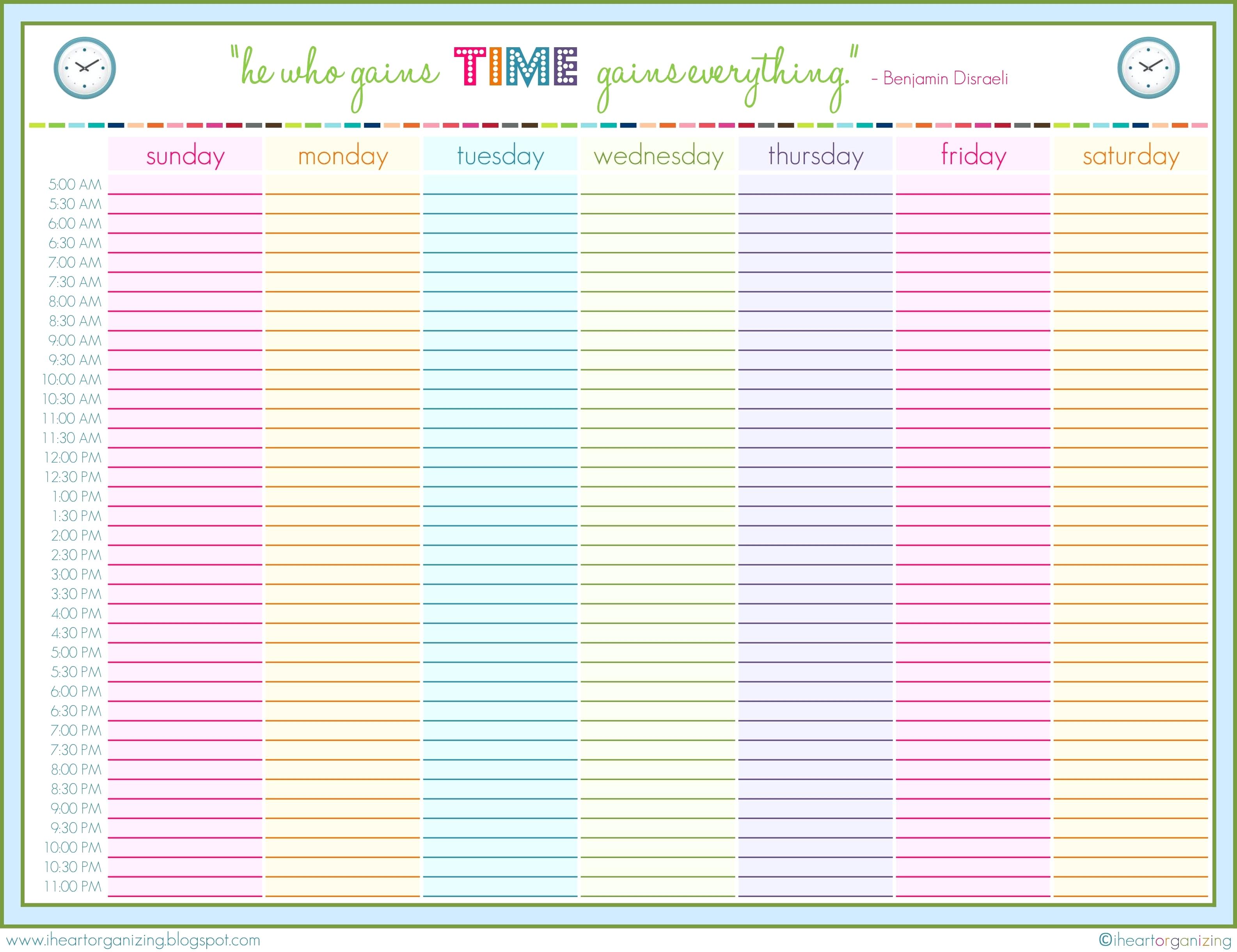 Printable 24 Hour Daily Schedule Template Free Templates Printable