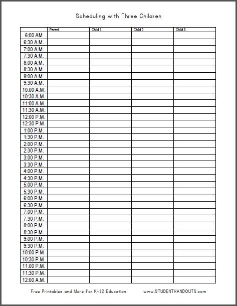 24 Hour Daily Schedule Template Printable | planner 1 | Pinterest 