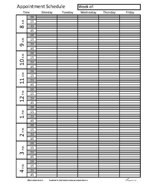 Printable Appointment Book Template   PDF | Good to know 