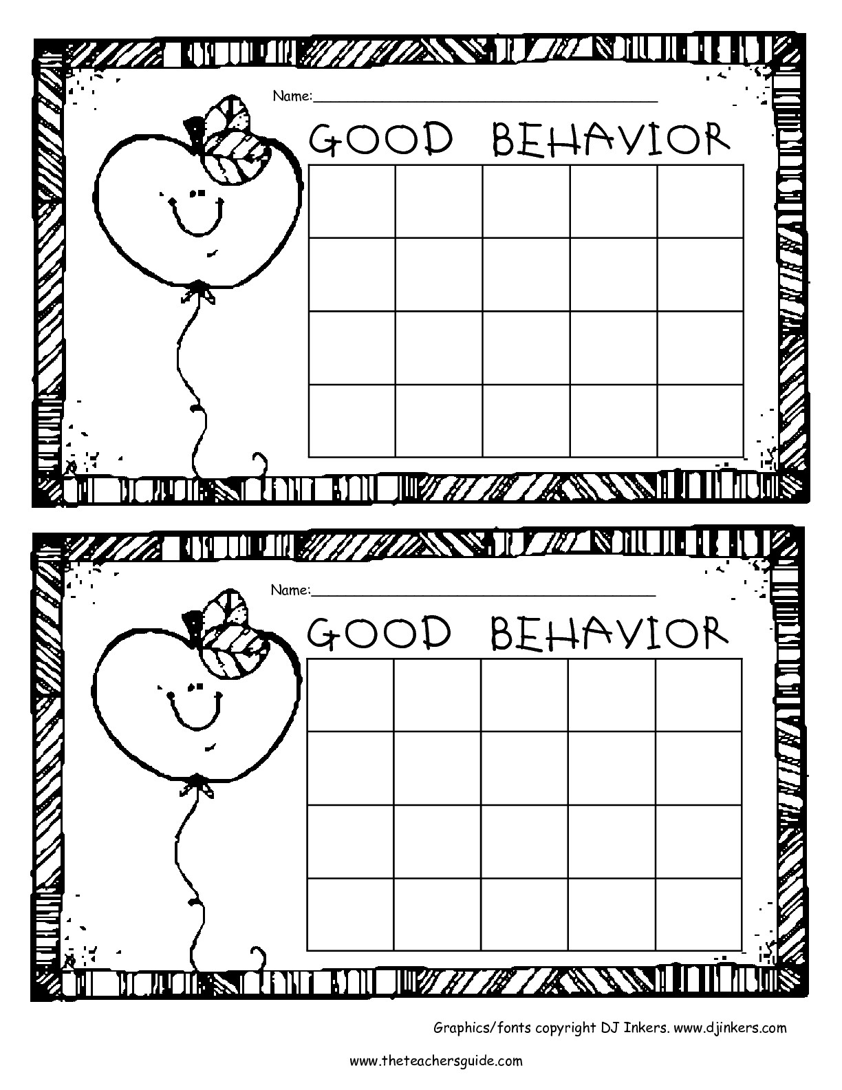 Free Printable Behavior Sticker Charts