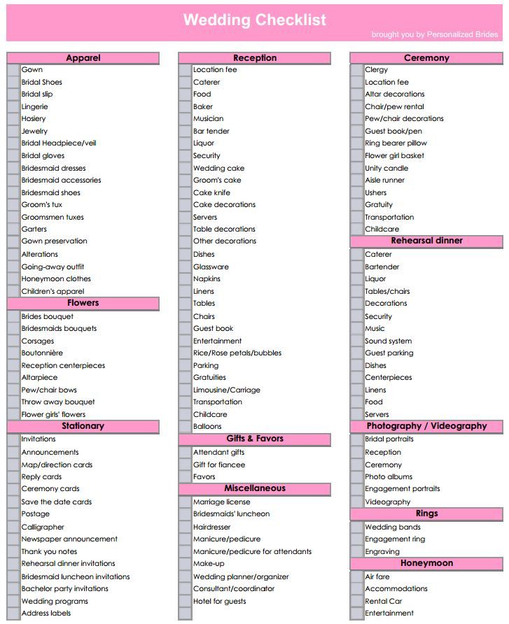 39 Wedding Planning Checklist Free And Timeline Pics Rockchalkjay