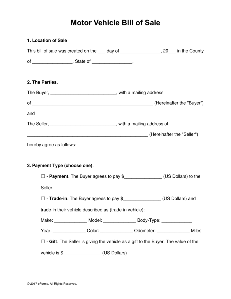 Bill Of Sale Form Pdf | bravebtr