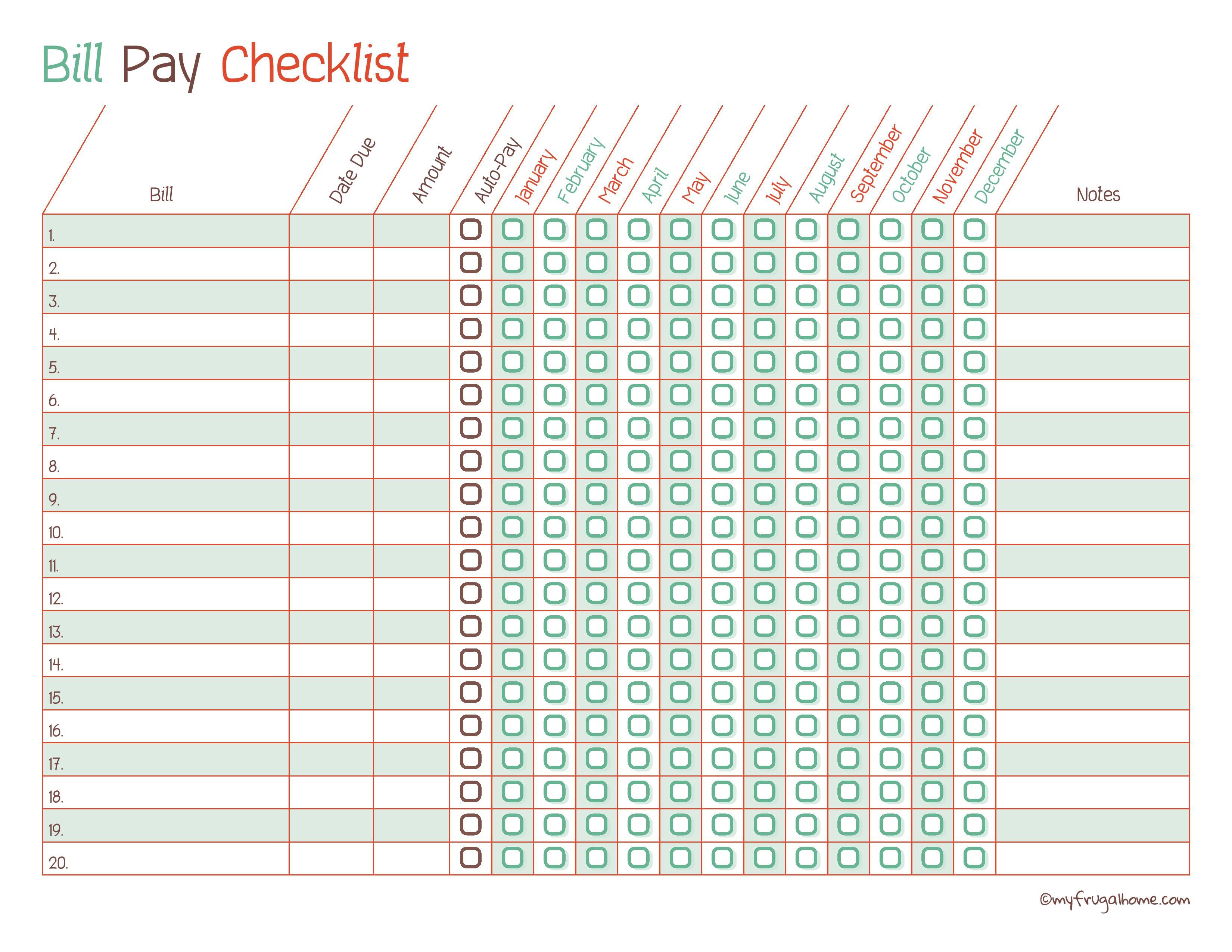 Bill Paying Spreadsheet Printable Shop Fresh