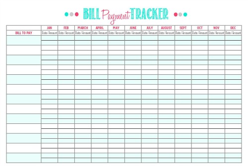 Bill Paying Spreadsheet Printable | shop fresh