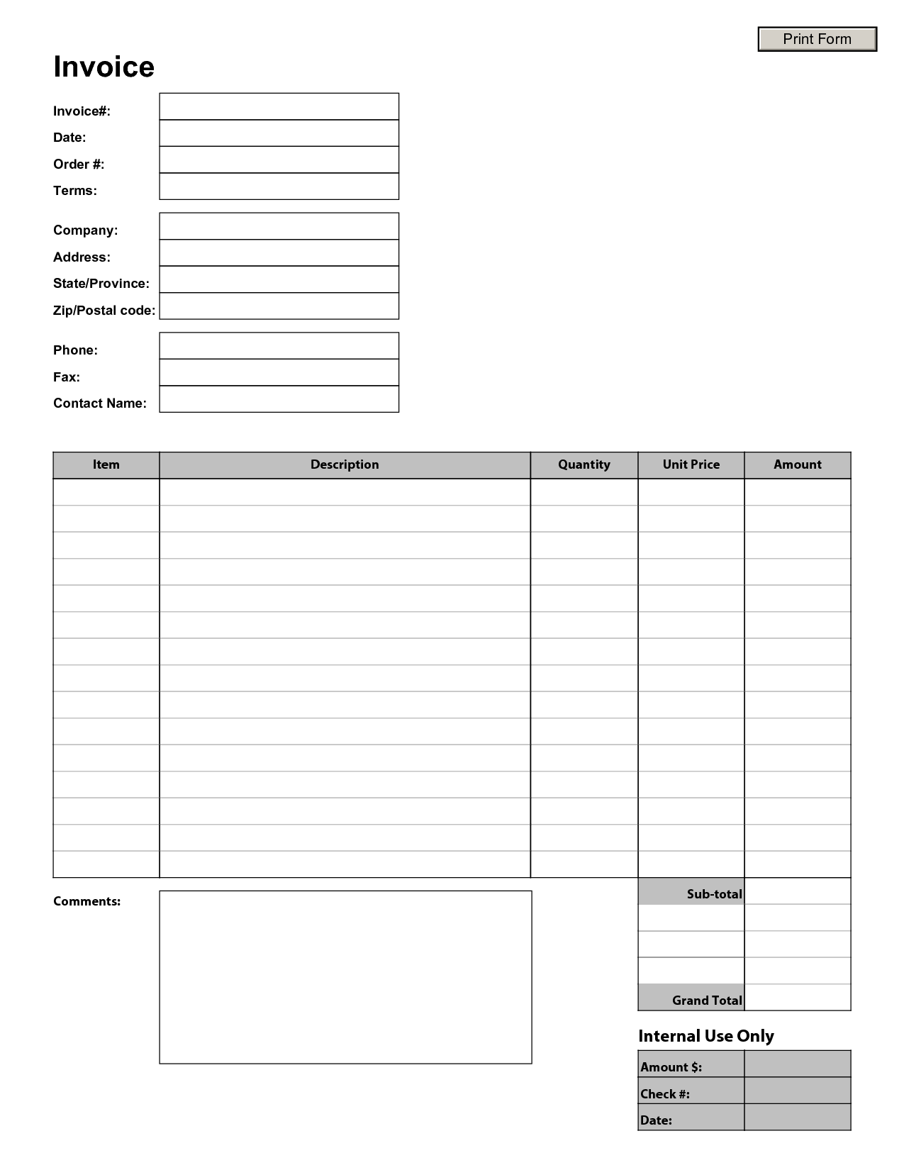 invoices printable | Free Printable Invoices | Stuff to Buy 