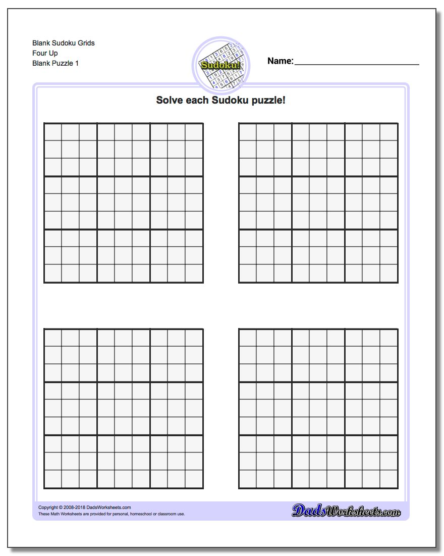 Blank Sudoku Grid for Download and Printing   Puzzle Stream