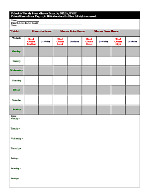 Printable Blood Sugar Log | T1 Everyday Magic