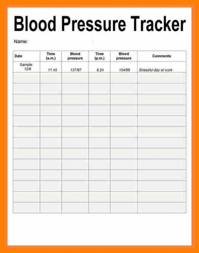 blood pressure spreadsheet for numbers