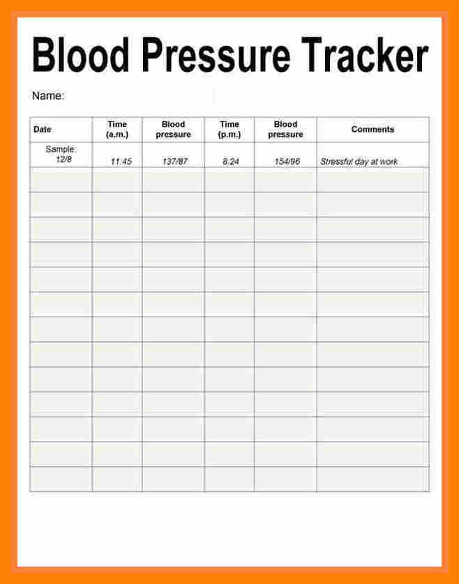 printable blood pressure record chart