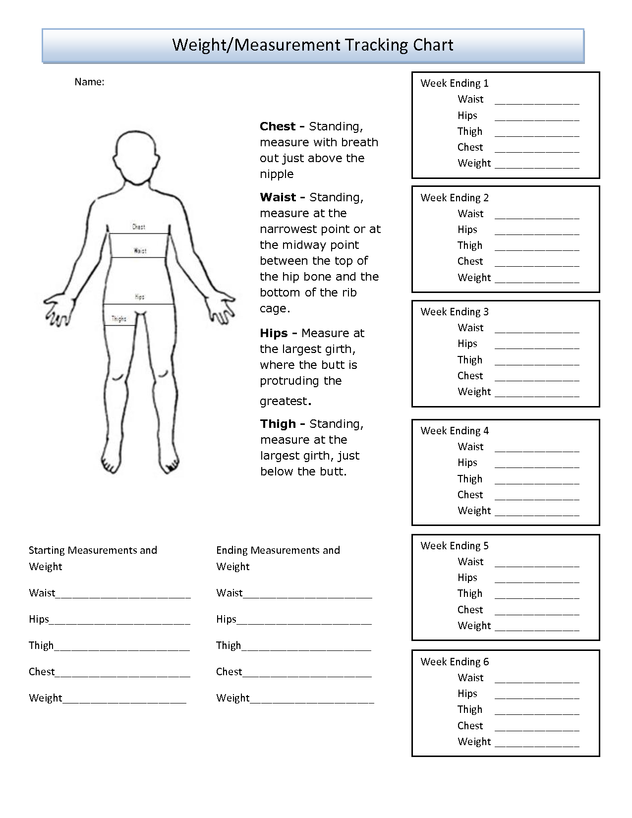 Body Measurement Tracking Chart Printable Shop Fresh