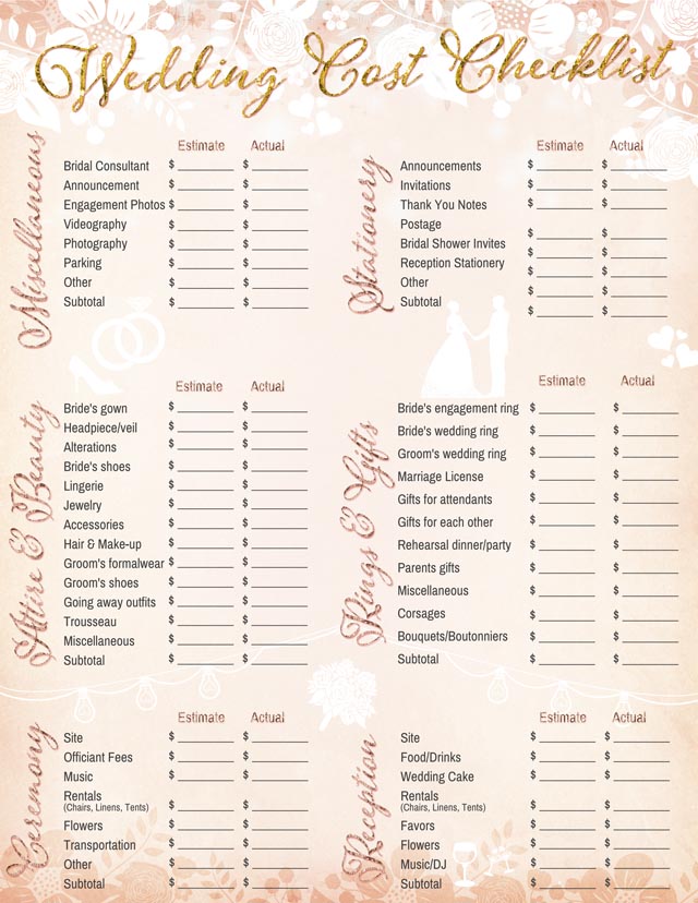 10 Printable Wedding Checklists for the Organized Bride