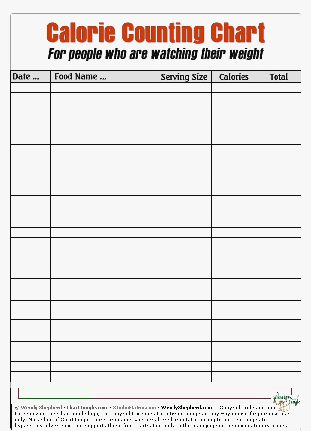 Calorie Counter Chart Template