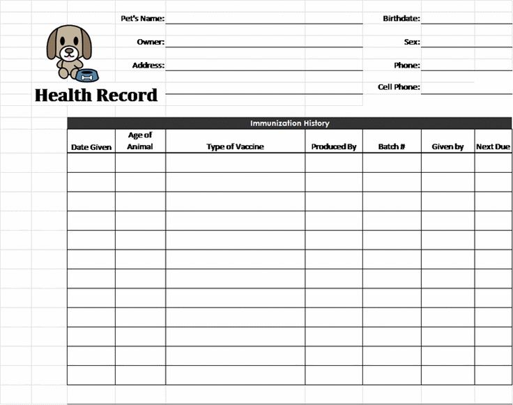 Canine Health Record Printable shop fresh