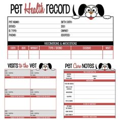 Puppy Records Template | Pet Health Record template | Pet   Dog 