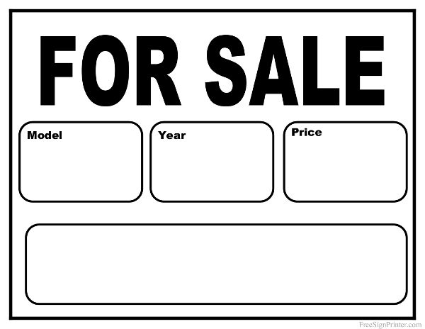 Free Printable Car For Sale Sign | Things to Wear | Pinterest 