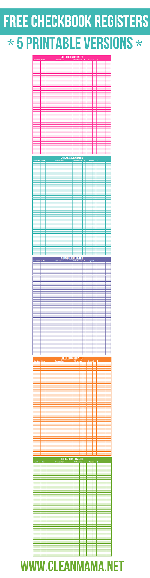 Printable Check Register