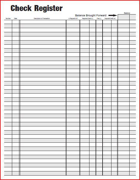 free printable large print checkbook register