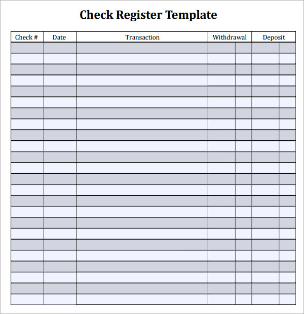 Blank Check Registers Check Register In Pdf Checking Log Check 