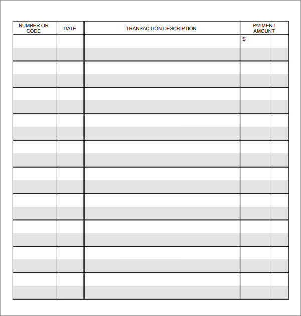 checkbook ledger form