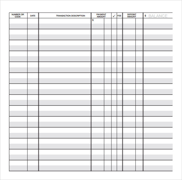 checkbook register forms printable