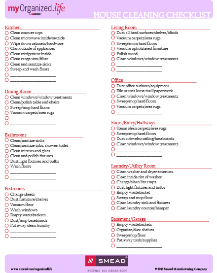 Checklist For Cleaning House Navabi Rsd7 Org