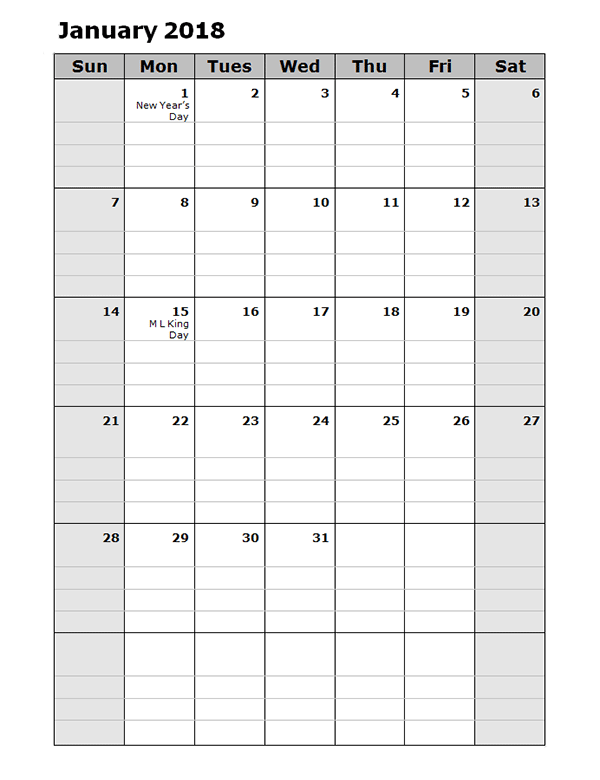 2018 Daily Planner Calendar Template   Free Printable Templates