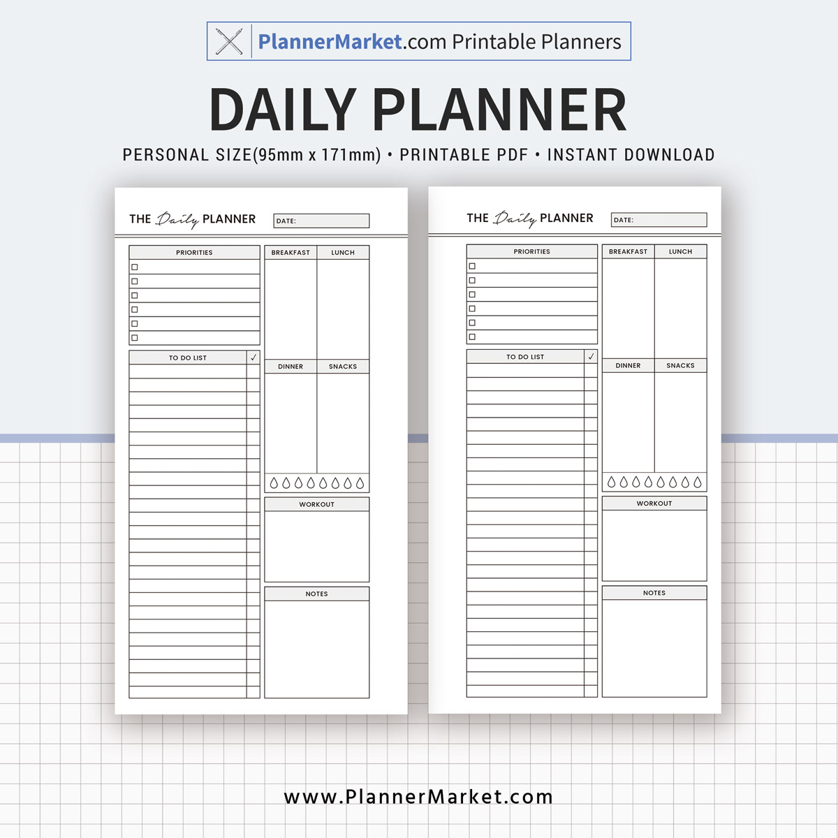 Daily Planner, 2018 Planner, Personal Size Inserts, Planner Refill 