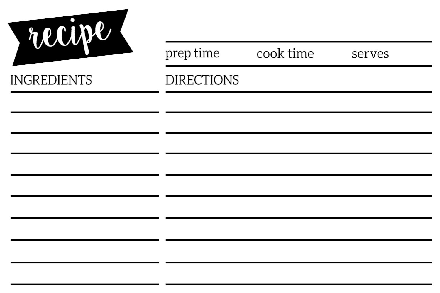 Free Recipe Card Template Printable   Paper Trail Design