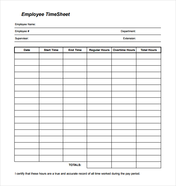 Free Printable Timesheet Templates | Free Weekly Employee Time 