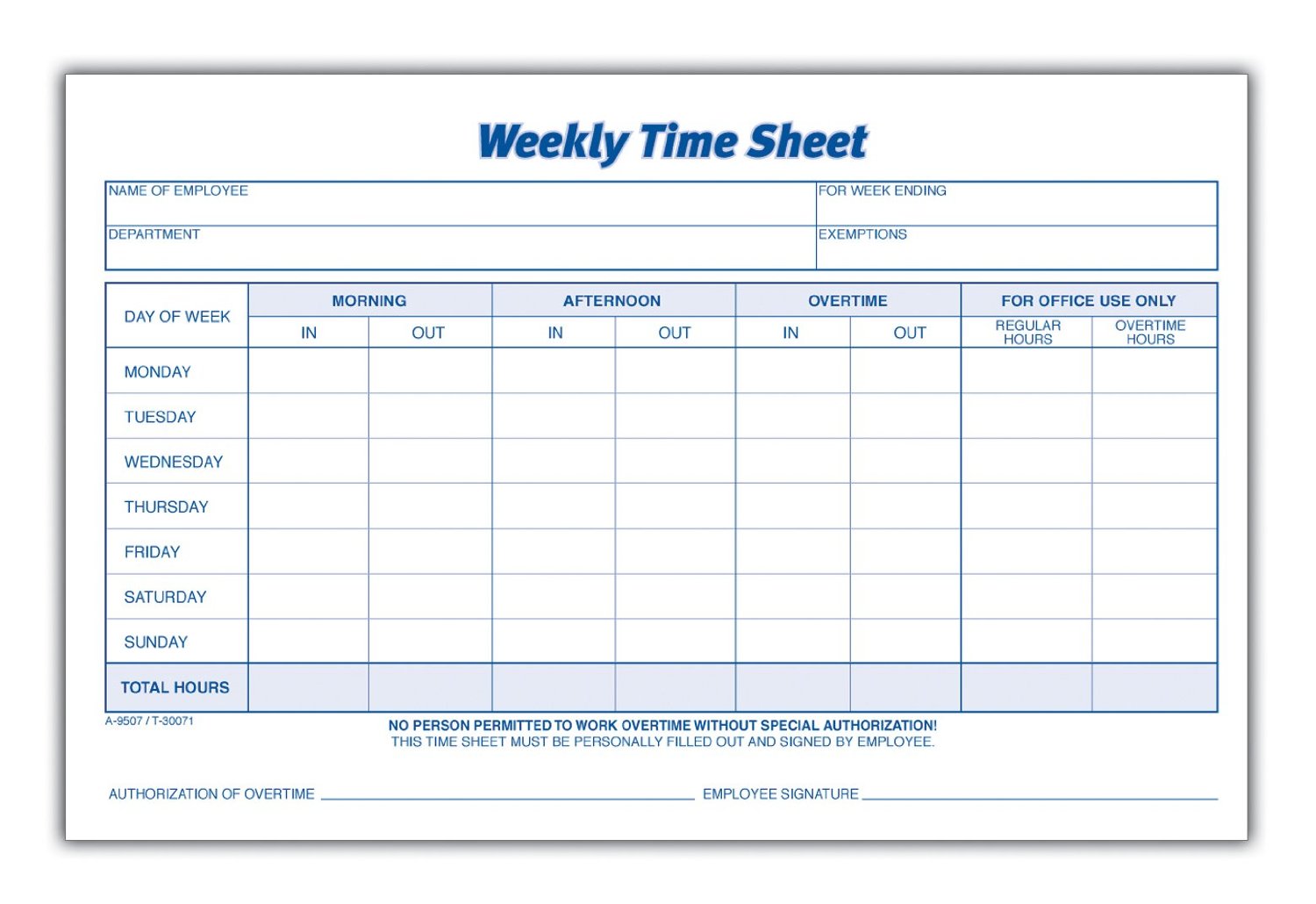 Employee Time Sheets Printable