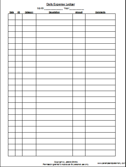 Free Printable Daily Expense Ledger and February Finance Goals 