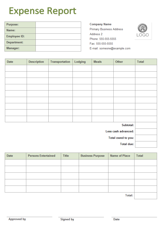 10+ free printable expense reports templates | Lease Template