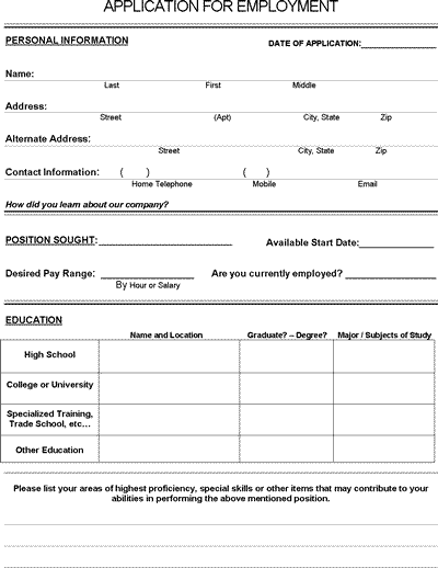 printable blank job applications   zrom.tk