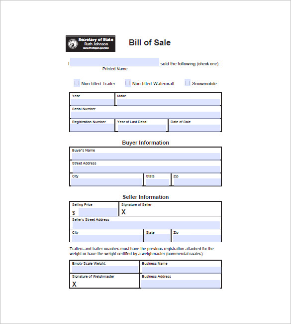 Free Printable Blank Bill of Sale Form Template   as is bill of 