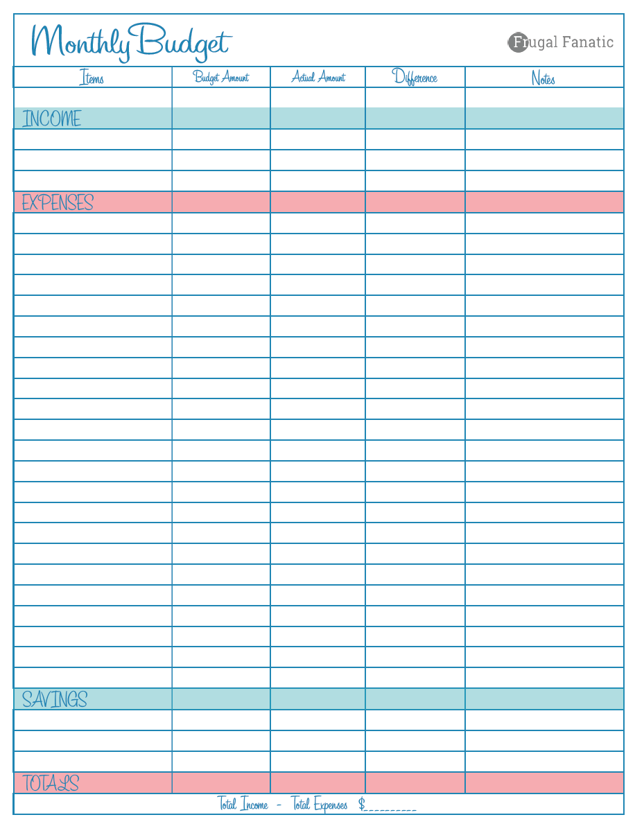 Blank Monthly Budget Cool Free Printable Budget Template 