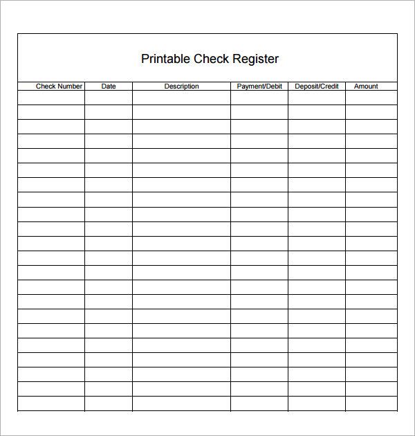 Check Register Free Printable Blank Check Register Template Free 