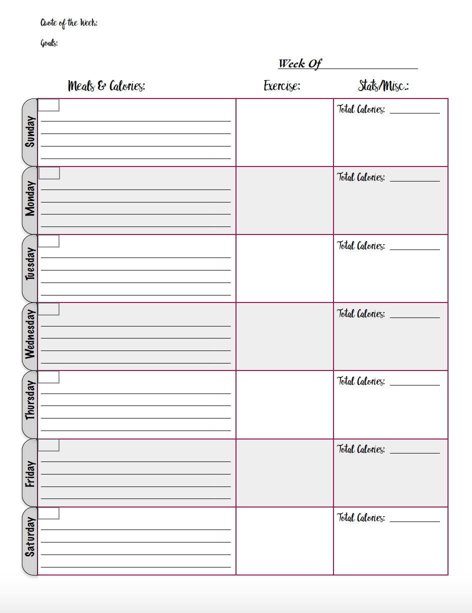 Free Printable Food Journal: 6 Different Designs