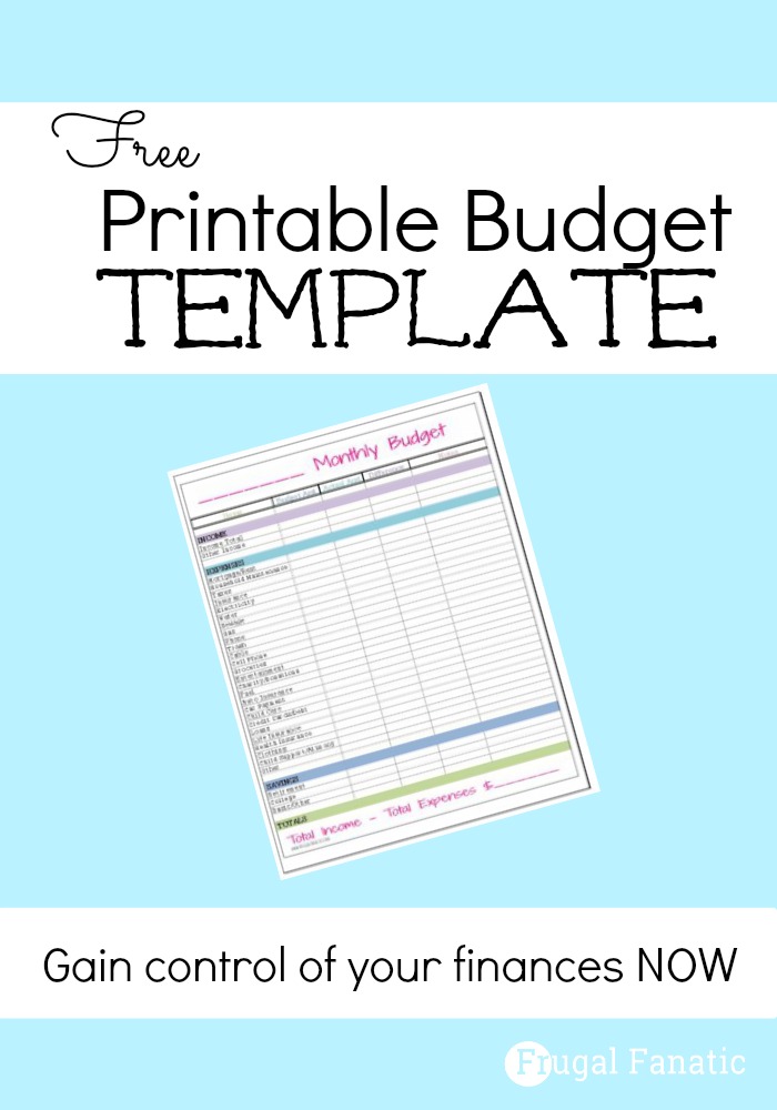 Free Monthly Budget Template   Frugal Fanatic