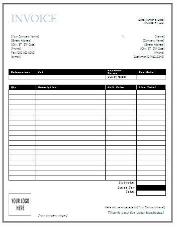 Free Blank Invoice Template for Microsoft Word