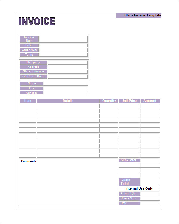 Printable Blank Invoices That Say Paid