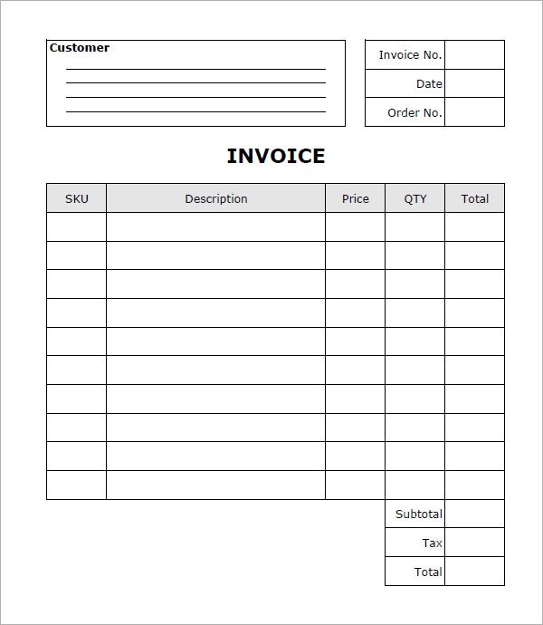 free blank invoice printable