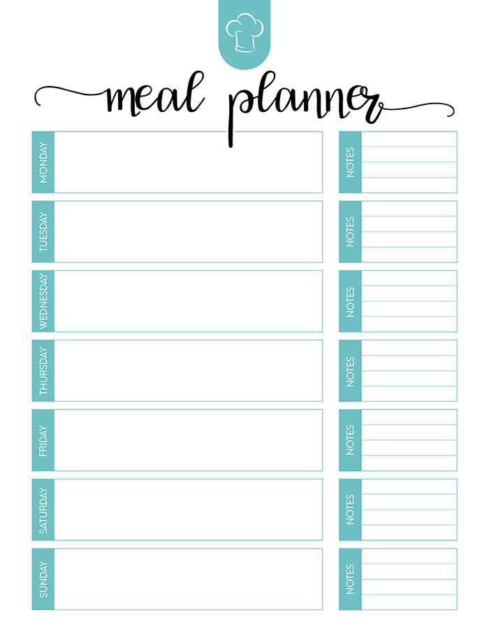 Free Printable Meal Planner Set   The Cottage Market