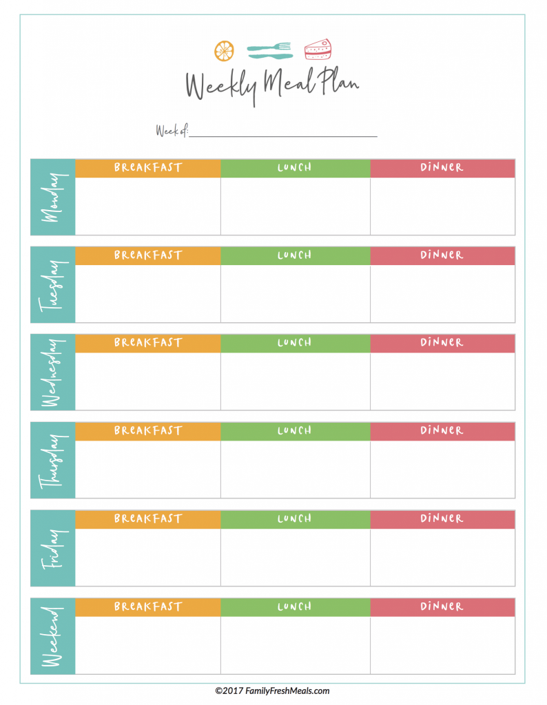 Free Meal Plan Printables   Family Fresh Meals