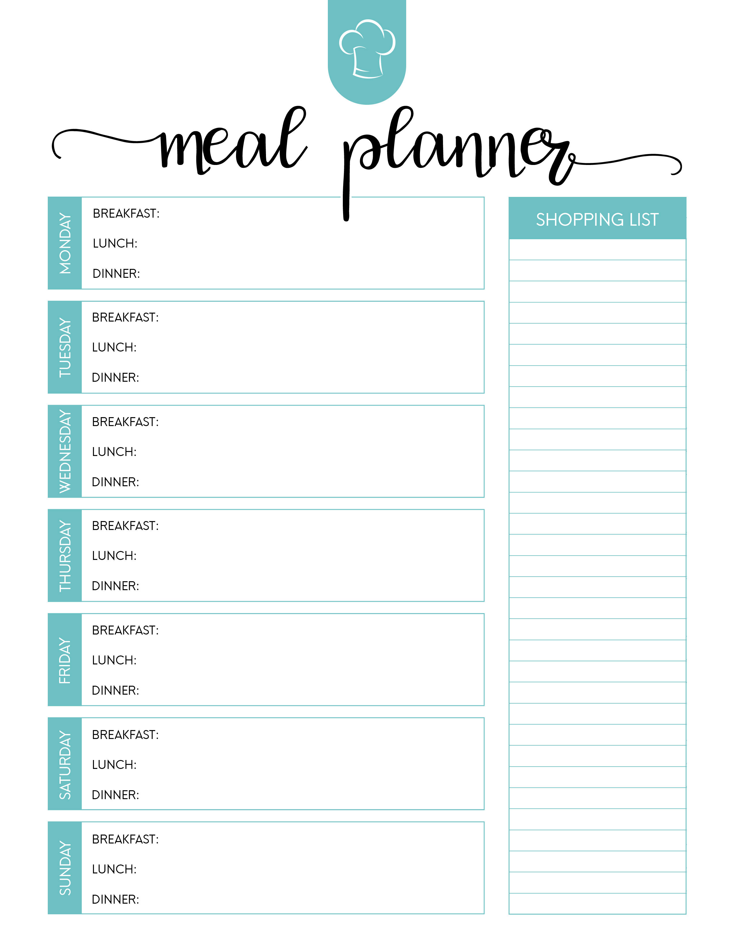 Free Printable Meal Planner Set   The Cottage Market