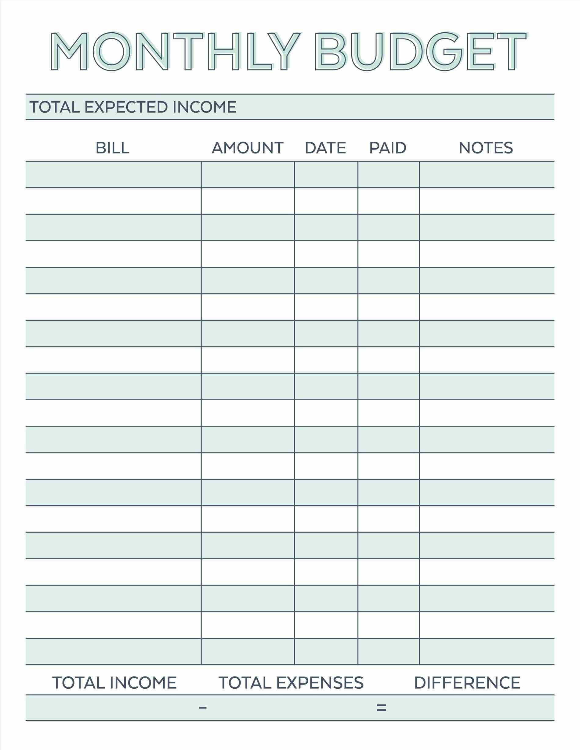 FREE Printable Budget Forms   Queen of Free