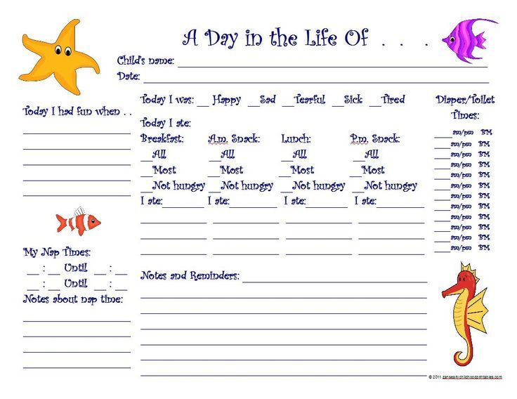 Free Printable Daily Reports For Preschool