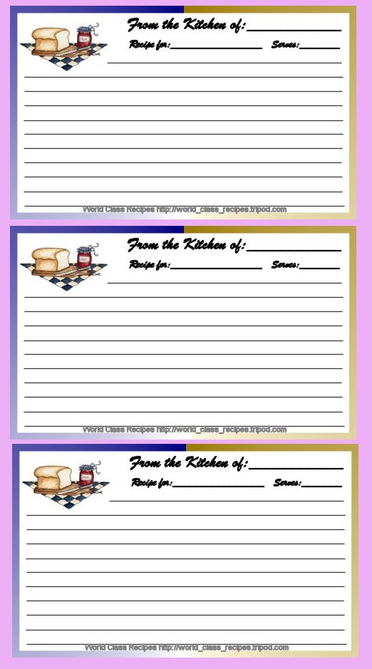 Printable Recipe Cards